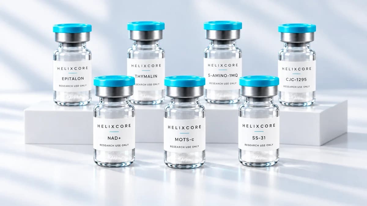 Illustration: A collection of labelled research compounds featured in the 2026 research overview.